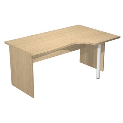 Bureau compact Trend - retour à droite avec pieds panneaux + pied de renfort - L160 - plateau imitation chêne