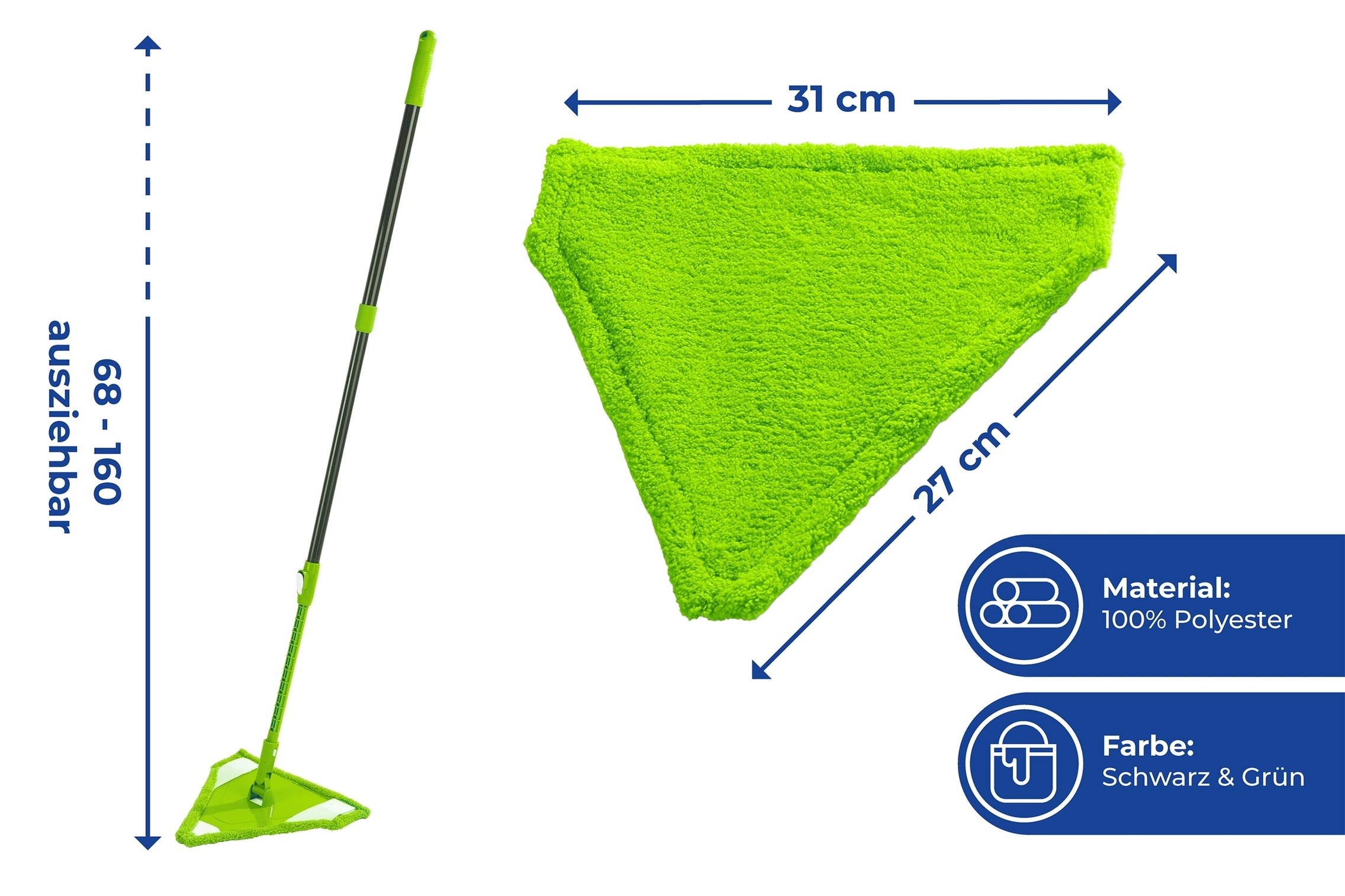 Maximex Bodenwischer-Set »Modell Triangel« flacher Wischmopp, Mikrofaser, zur Reinigung von Ecken & Nischen