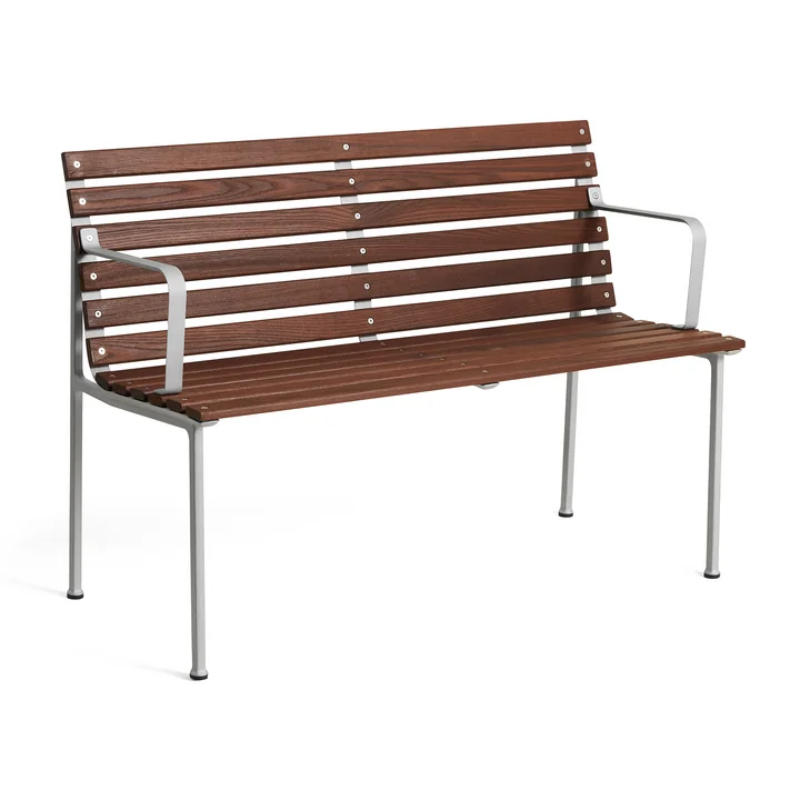 HAY - Traverse Outdoor Dining Bank mit Armlehnen, Aluminium / Esche geölt