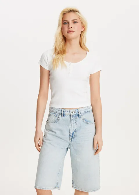 T-shirt met knoopjes wit (WIT)