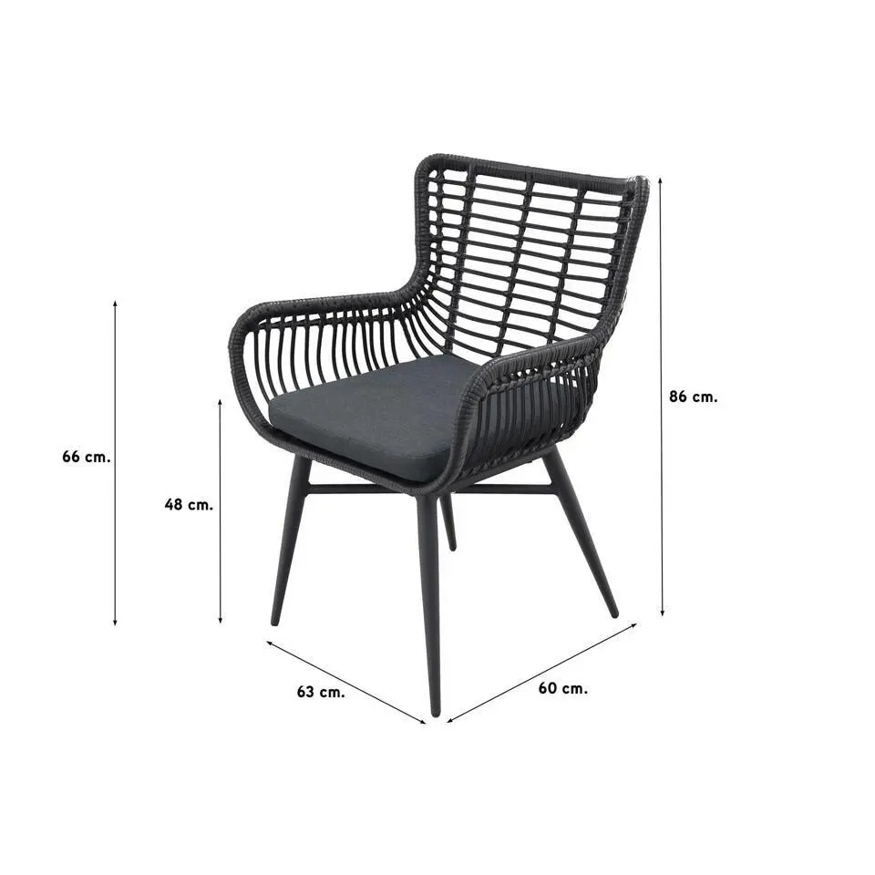 VDG Set van 4 - Jasmine dining tuinstoel - Black