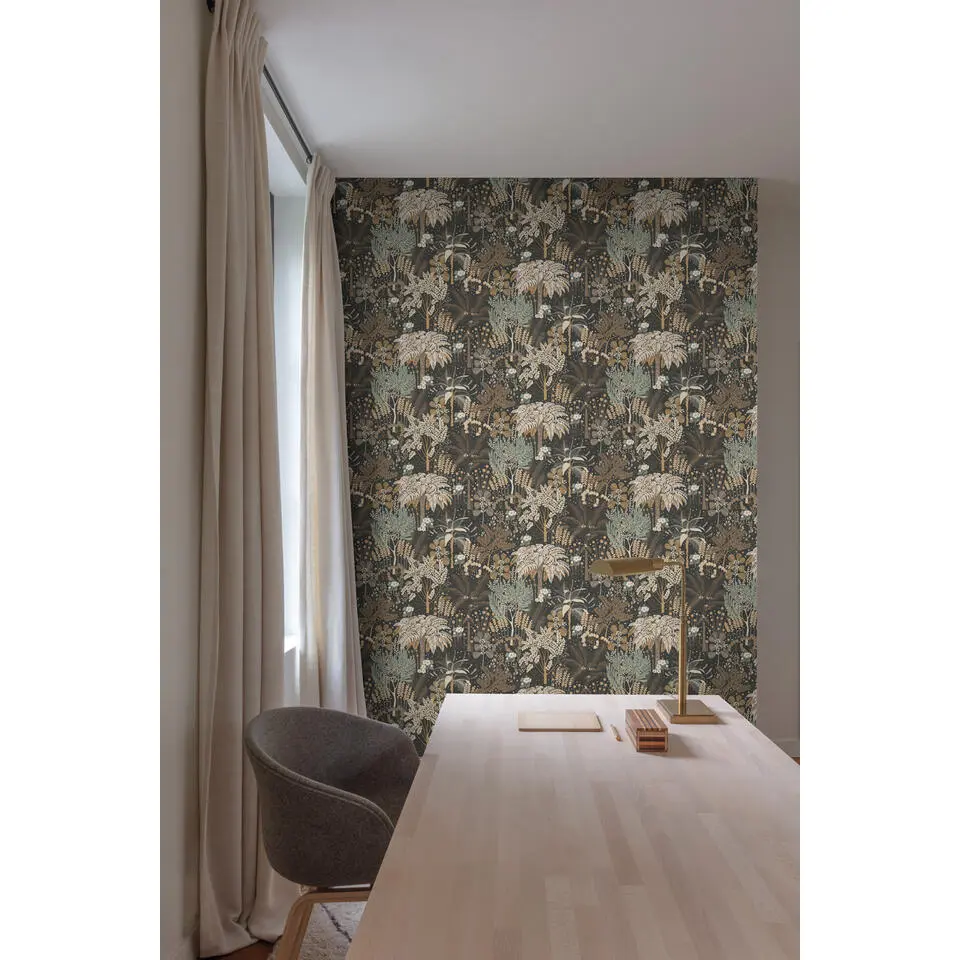 Dutch Wallcoverings - Asperia- Louan zwart/groen/goud - A54801