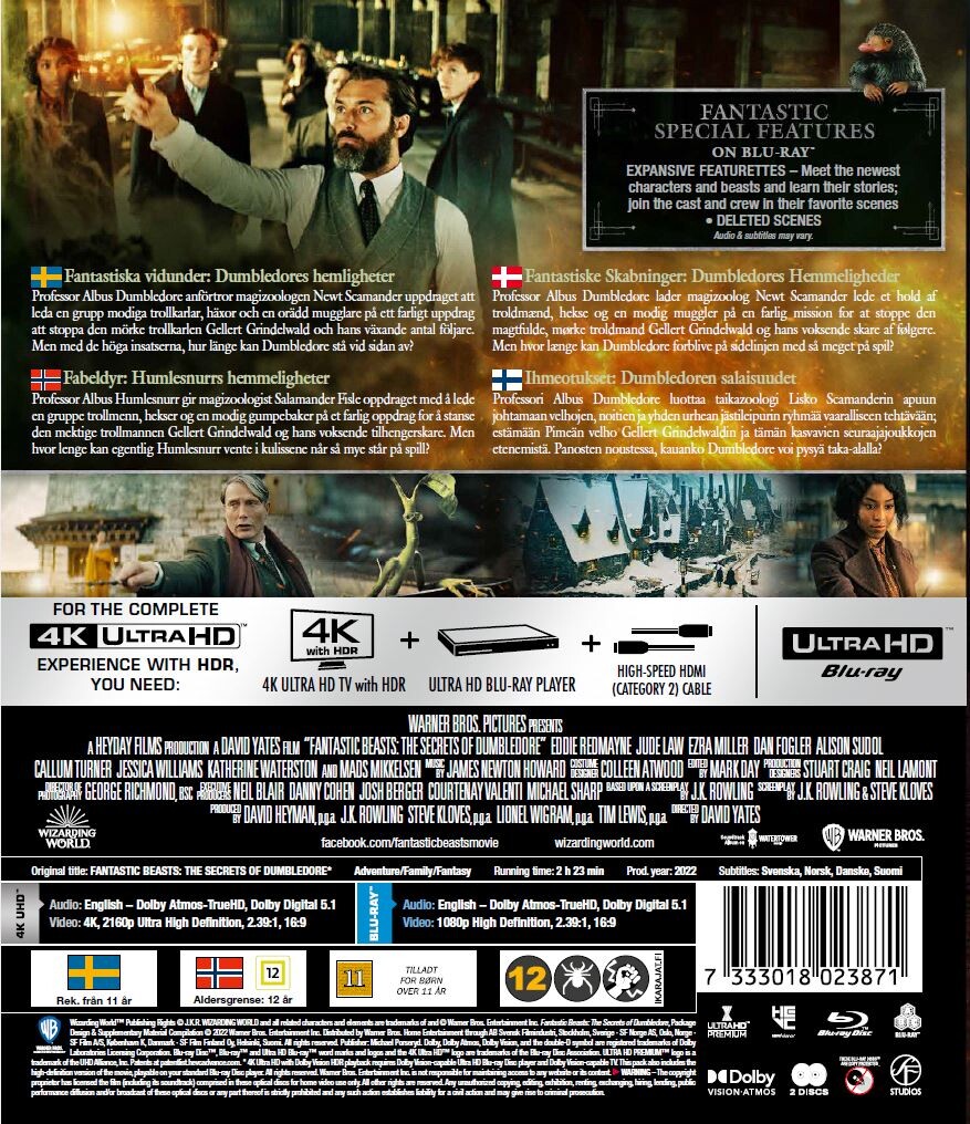 Fantastiske Skabninger 3 - Dumbledores Hemmeligheder - 4K Ultra HD Blu-Ray