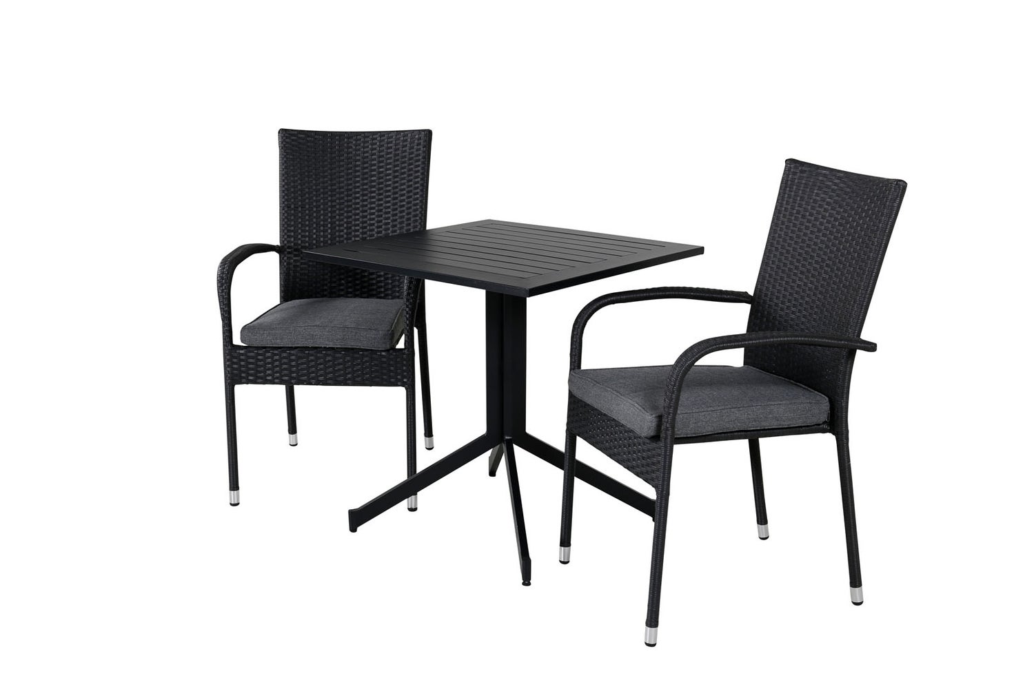 Way tuinset, tafel 70x70cm en 2 stoelen Anna, zwart. 70 x 70 x 72 cm