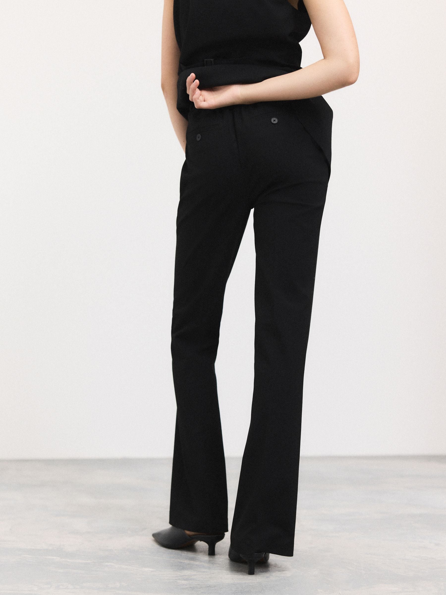 Zwart - Tailored Bootcut Trousers With Wool