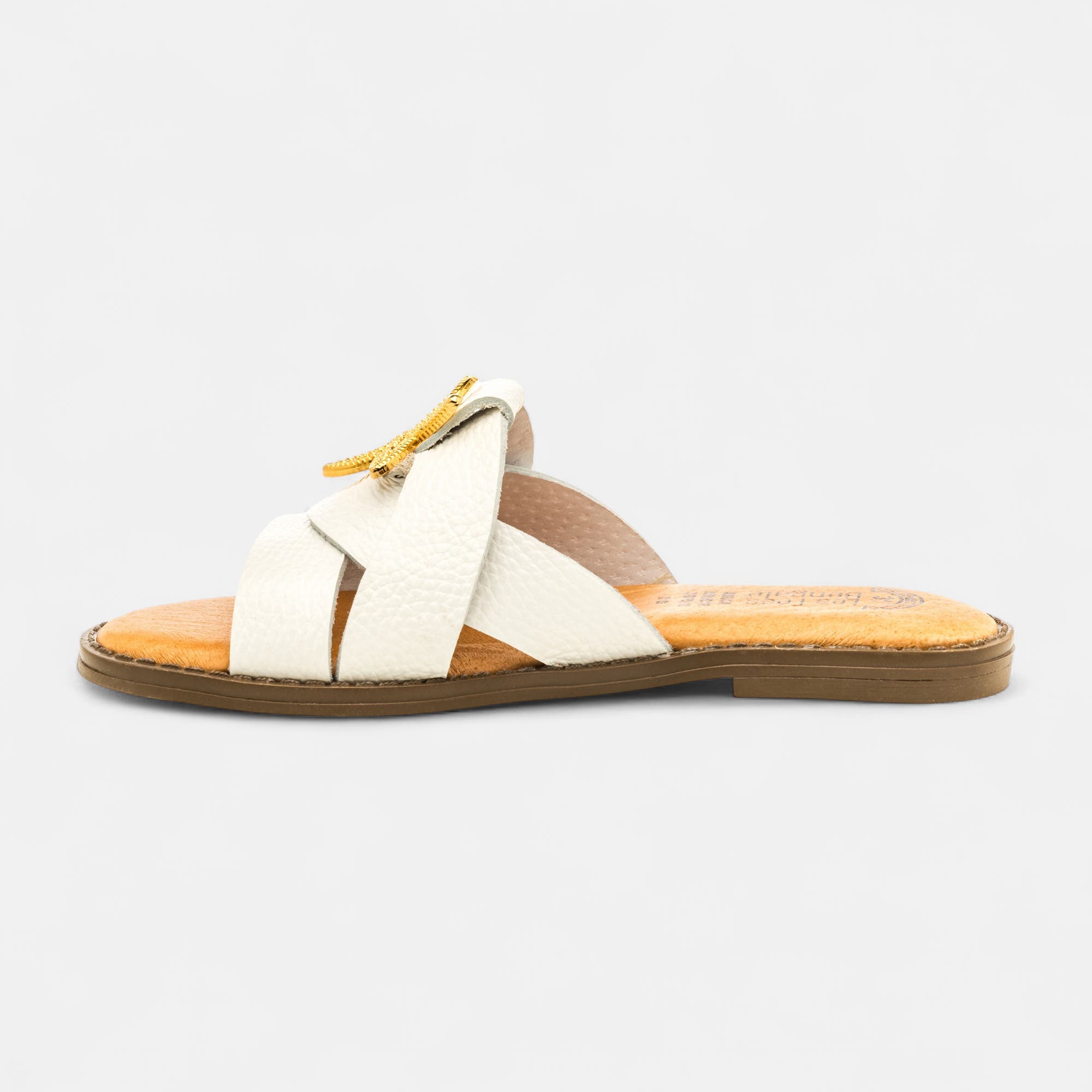 Nu-pieds Fille en cuir blanc