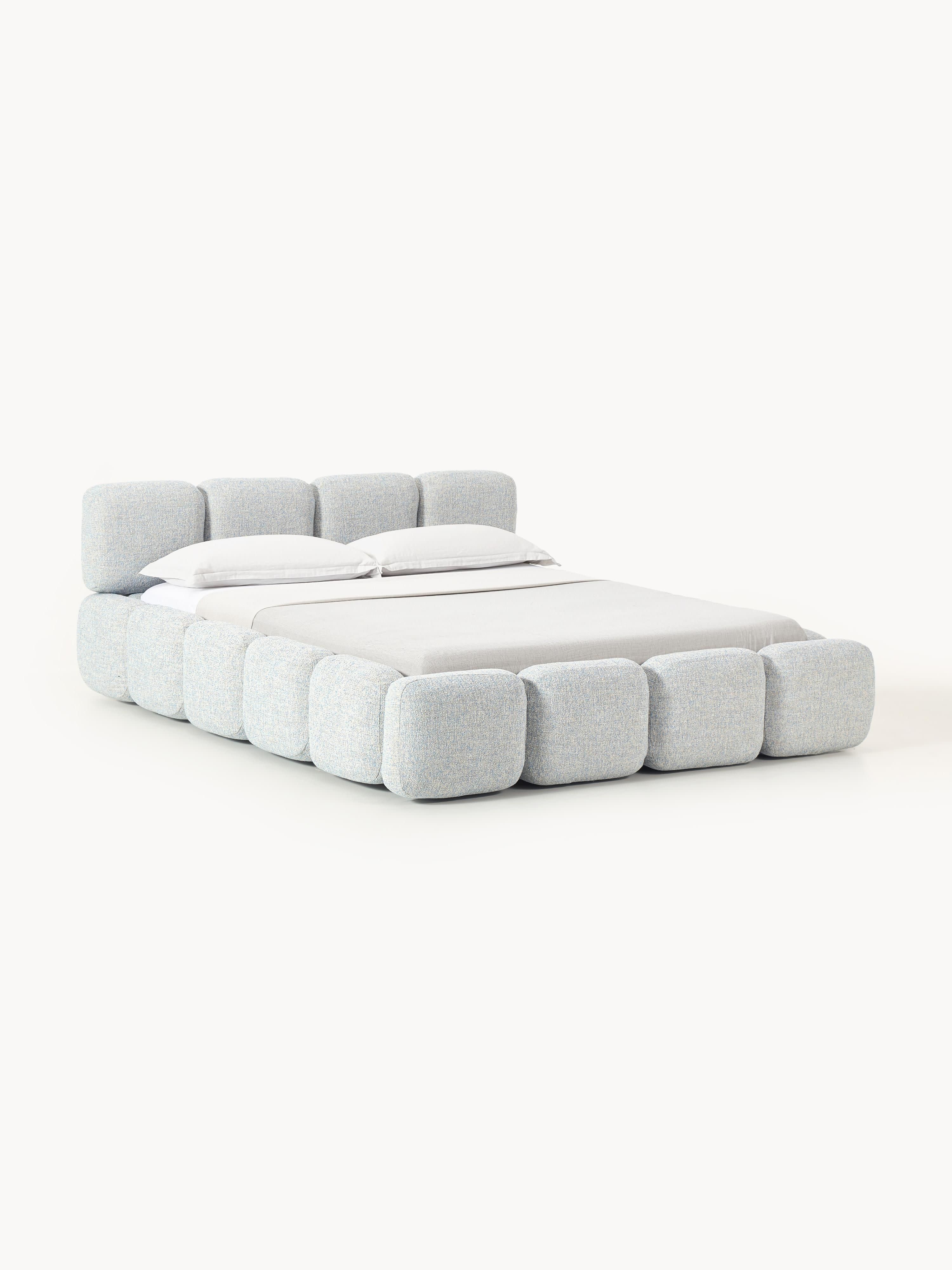 Gestoffeerd bed Tayla van bouclé met opbergruimte