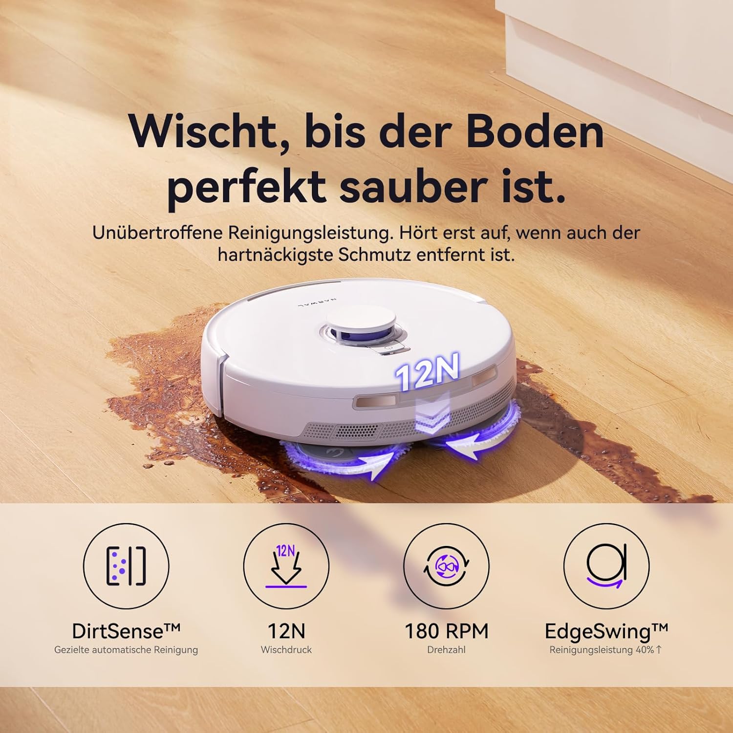 NARWAL Freo X Ultra Saugroboter mit Wischfunktion, Wischroboter Selbstreinigend mit 8.200 Pa Saugkraft, All-in-One-Station, Verwicklungsfrei, DirtSense, 3D-Strukturlicht, Staubaufbewahrung
