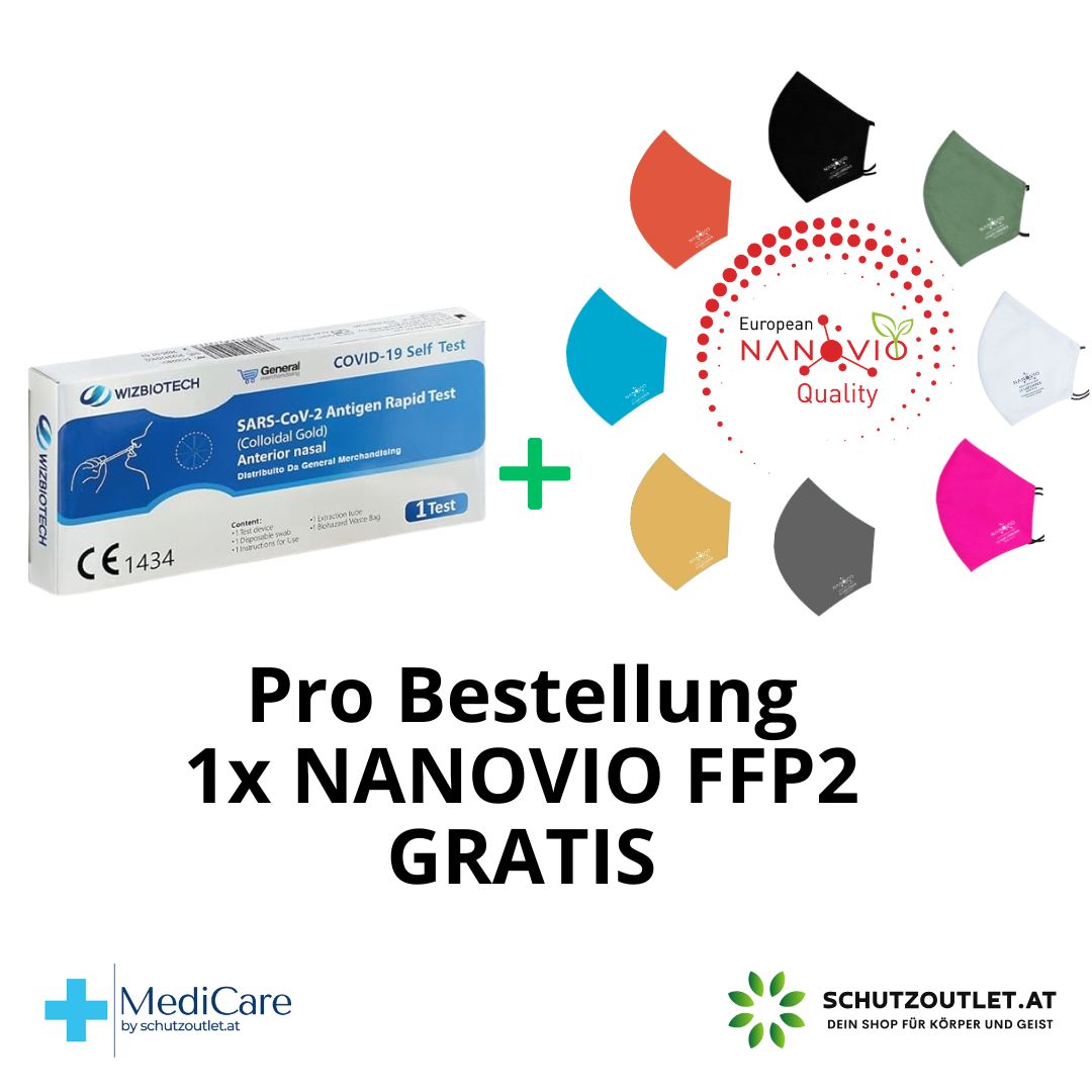 WizBiotech COVID-19 Antigen Corona Schnelltest + Gratis NANOVIO FFP2