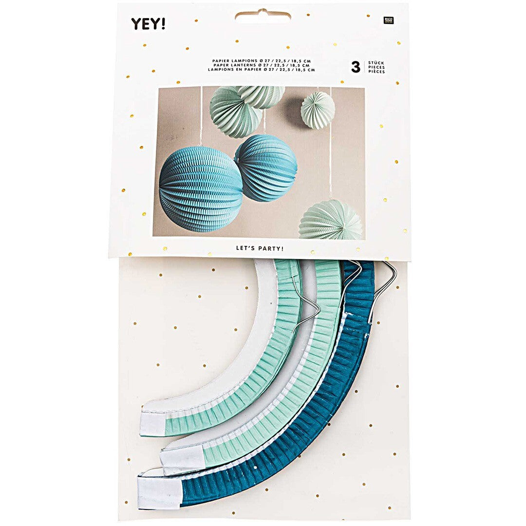 Lampions papier - aqua - 3st
