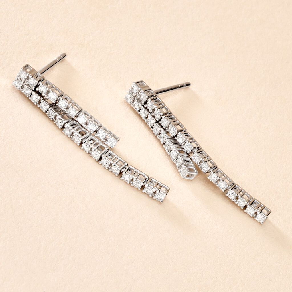 Boucles D'oreilles Pendantes River Or Blanc Diamant