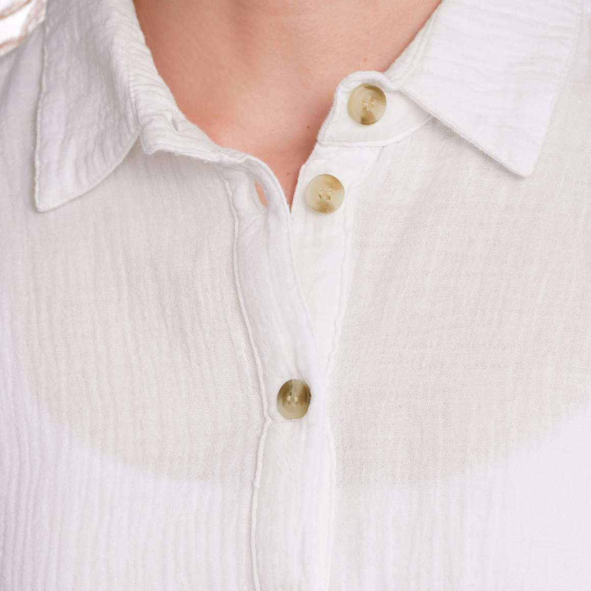 Gina Damen Musselin-Bluse mit Allover-Muster weiss