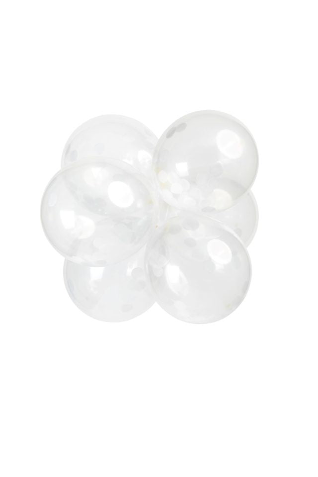 Confetti Ballonnen Wit 30cm 6st