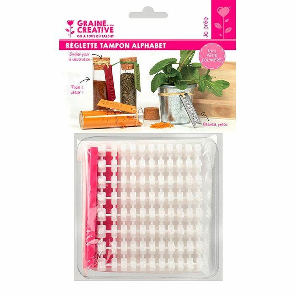 3 réglettes tampon alphabet pour pâte polymère