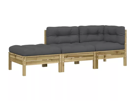 Canapé de jardin avec coussins et repose-pied 2 places