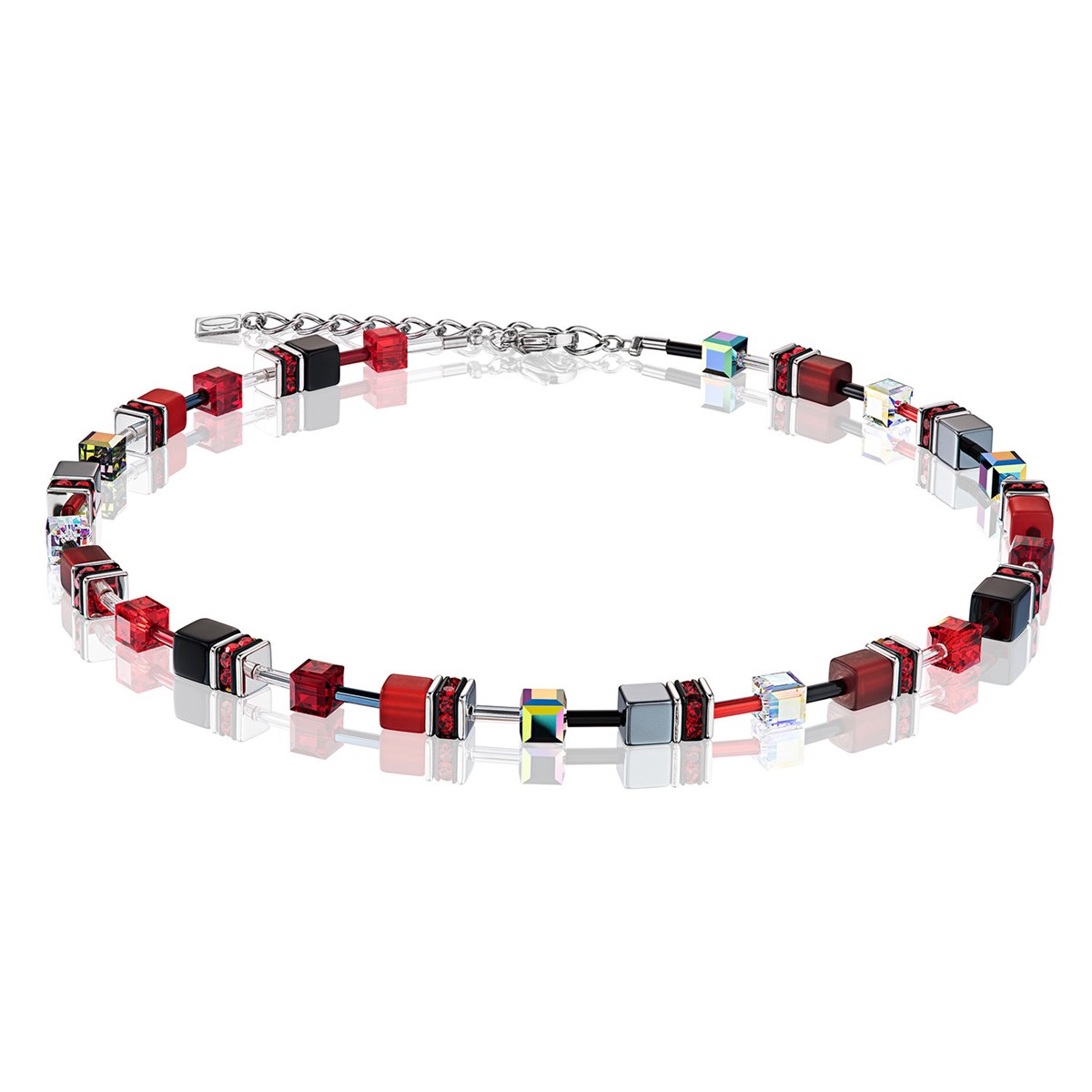 Collier Coeur de Lion Geocube rouge et hématite