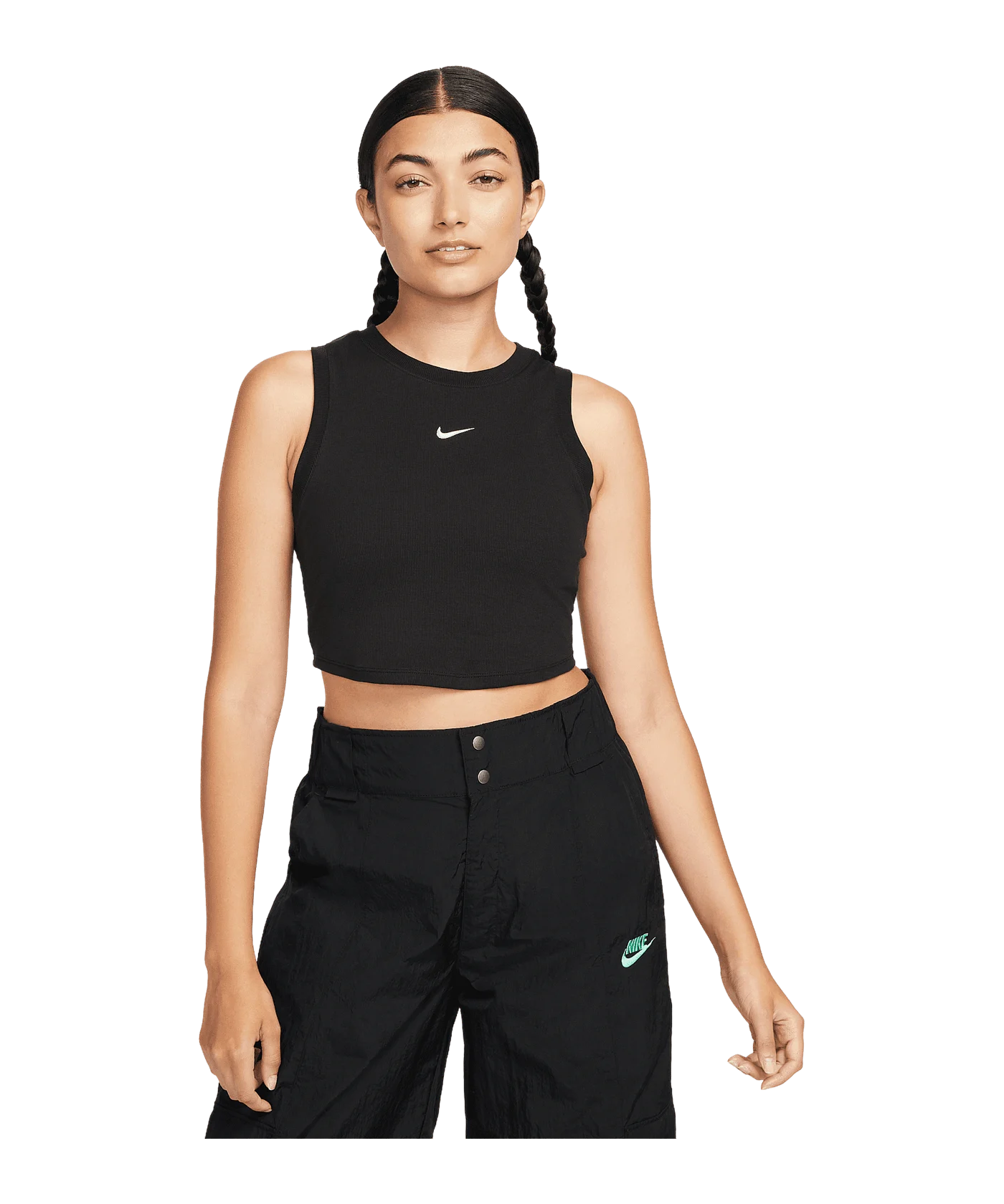 Nike Chill Knit Mini Rib Crop Tanktop Damen Schwarz F010