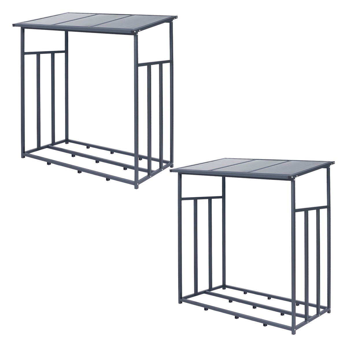 ML-Design 2-delige metalen haardhoutrek antraciet XL 143x70x145 cm, buitenhaardhoutrek, tuinhaardhoutschuilplaats 1,2 m³, haardhoutopslag, haardhouthouder, houtrek, houtstapelhulp