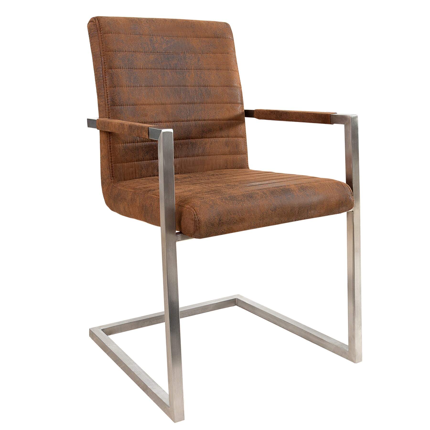 riess-ambiente Stuhl LOFT - stone grau mit Armlehne Edelstahlgestell Freischwinger Industrial