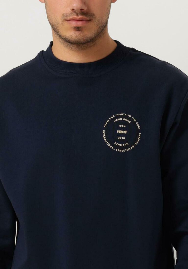 WOODBIRD donkerblauwe woodbird sweater wbjacs circel crew