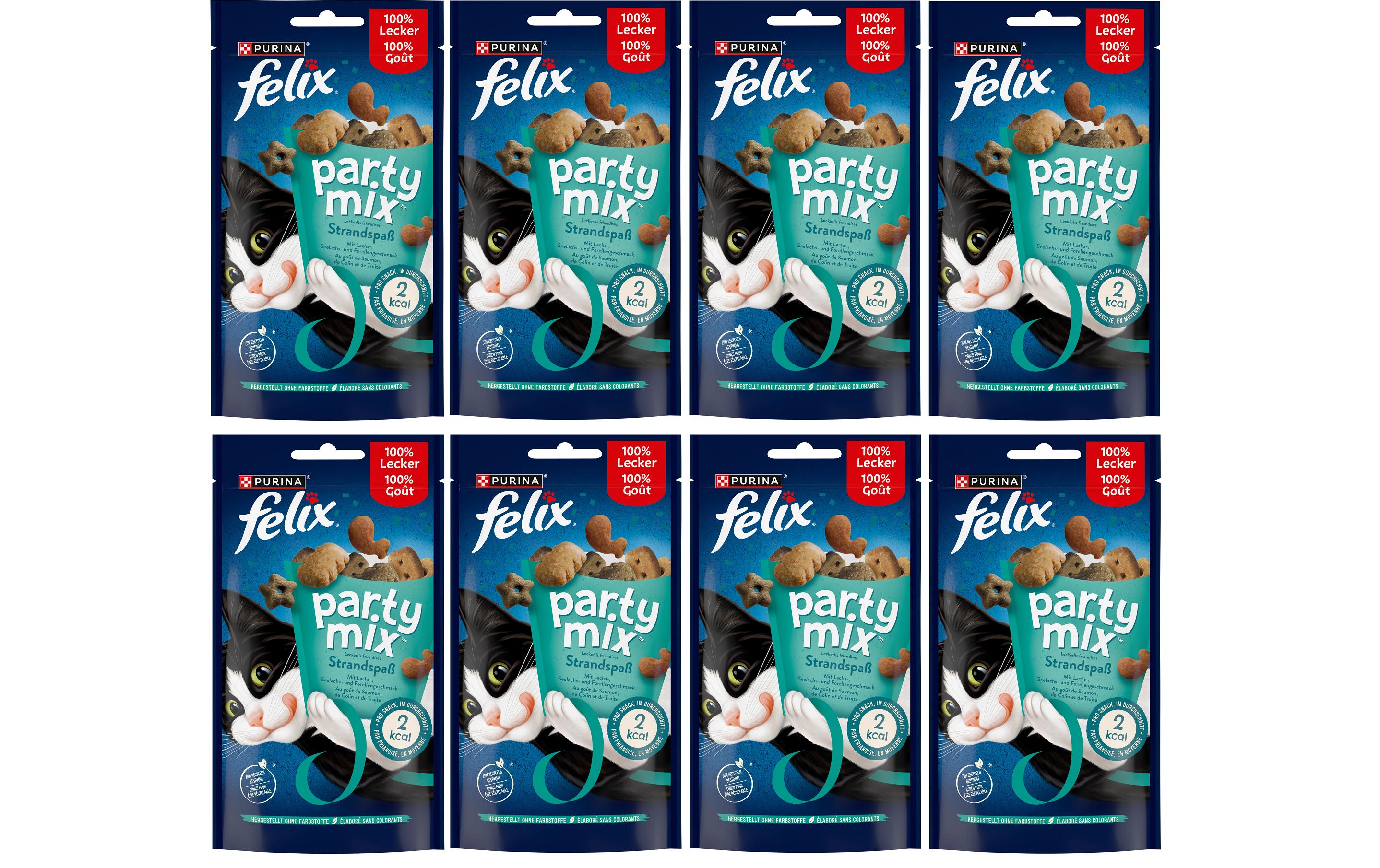 Katzen-Snack Party Mix Seaside 8 x 60 gErgänzungsfuttermittel für ausgewachsene Katzen