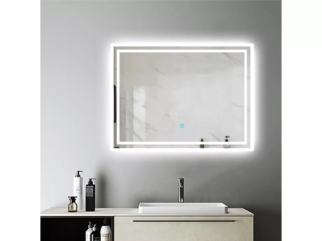 Miroir de Salle de Bain Miroir Lumineux LED Anti-buée Vertical / Horizontal 60*50cm Aica