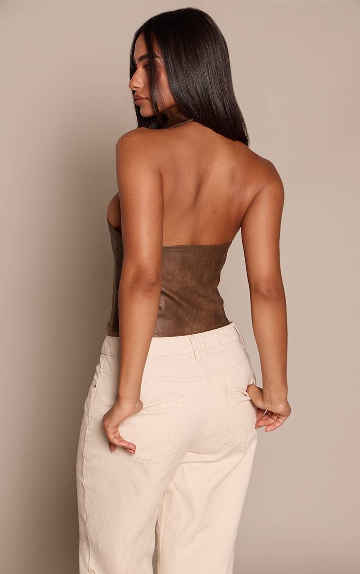Marron Gilet Sans Manches En Synthétiquecuir Petite