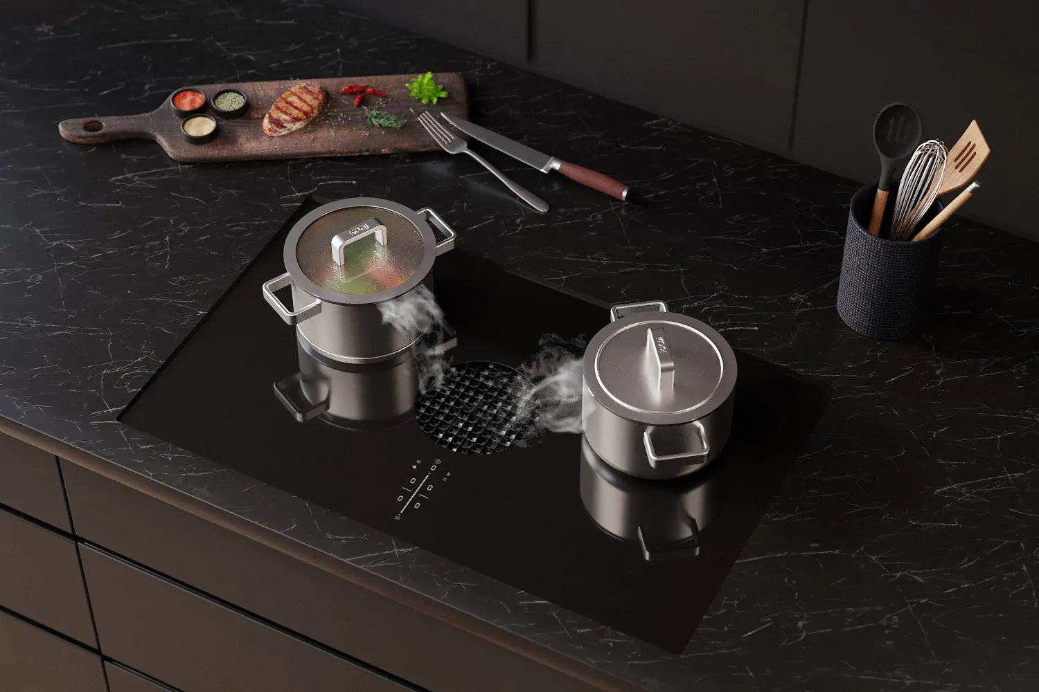 KOQI Downdraft Pannenset Polaris 4-delig