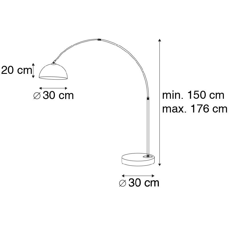 QAZQA - Moderne booglamp, chroom met witte kap - Arc Basic I Woonkamer - Staal, rond I Langwerpig - LED-compatibel, E27