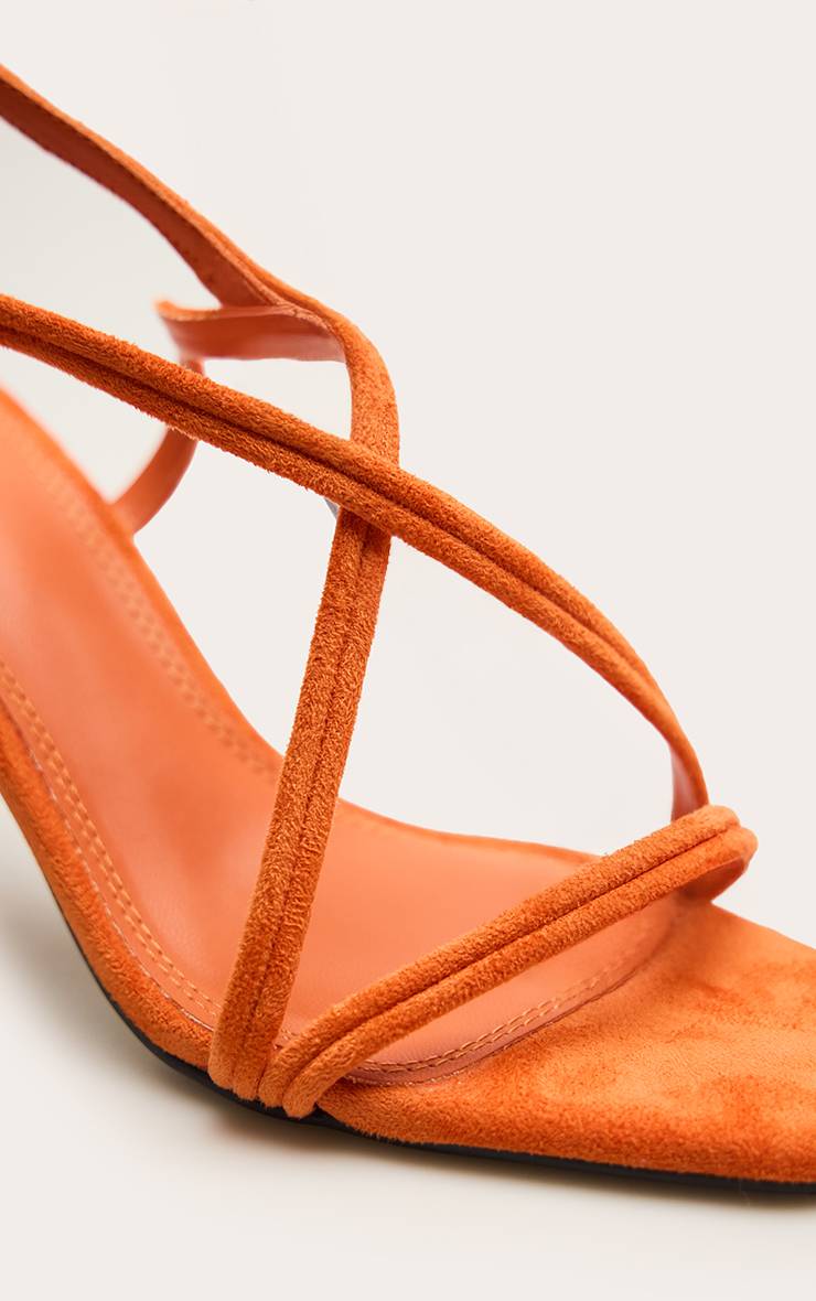 Orange Sandales À Talons En Synthétique À Brides