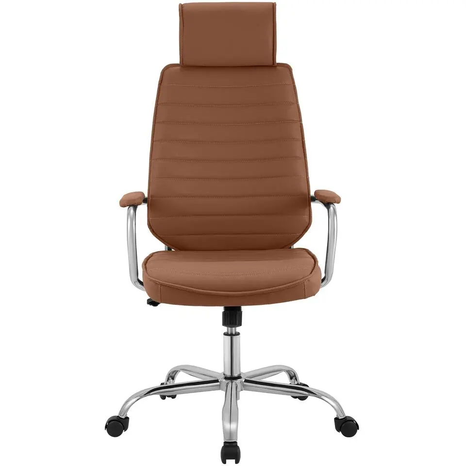 CLP Bureaustoel Rako chroom Frame - Kunstleer - licht bruin