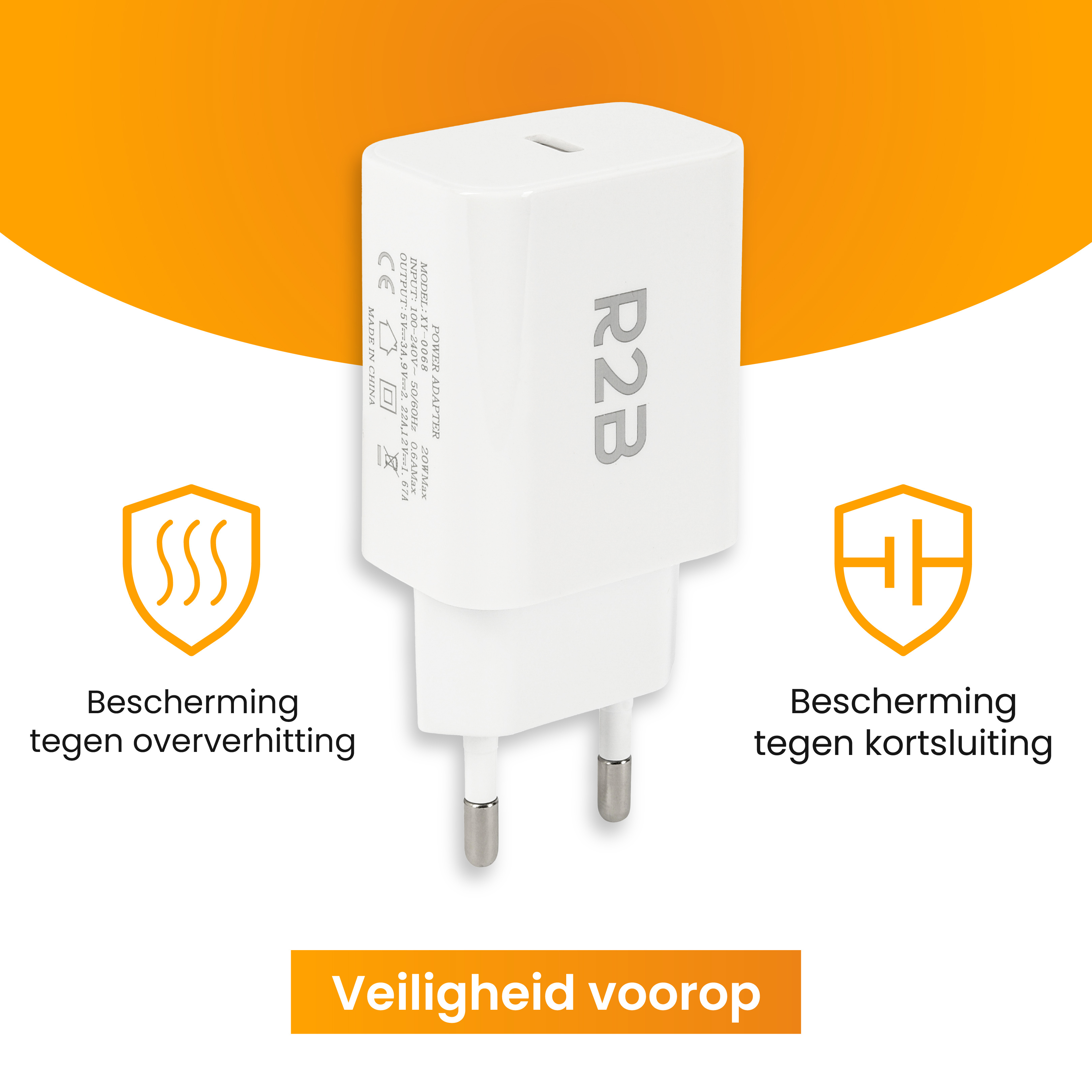 R2B 20W Witte USB C Oplader