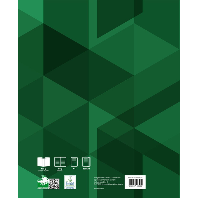 Doppelheft A4 - Lineatur 22 - kariert - 32 Blatt