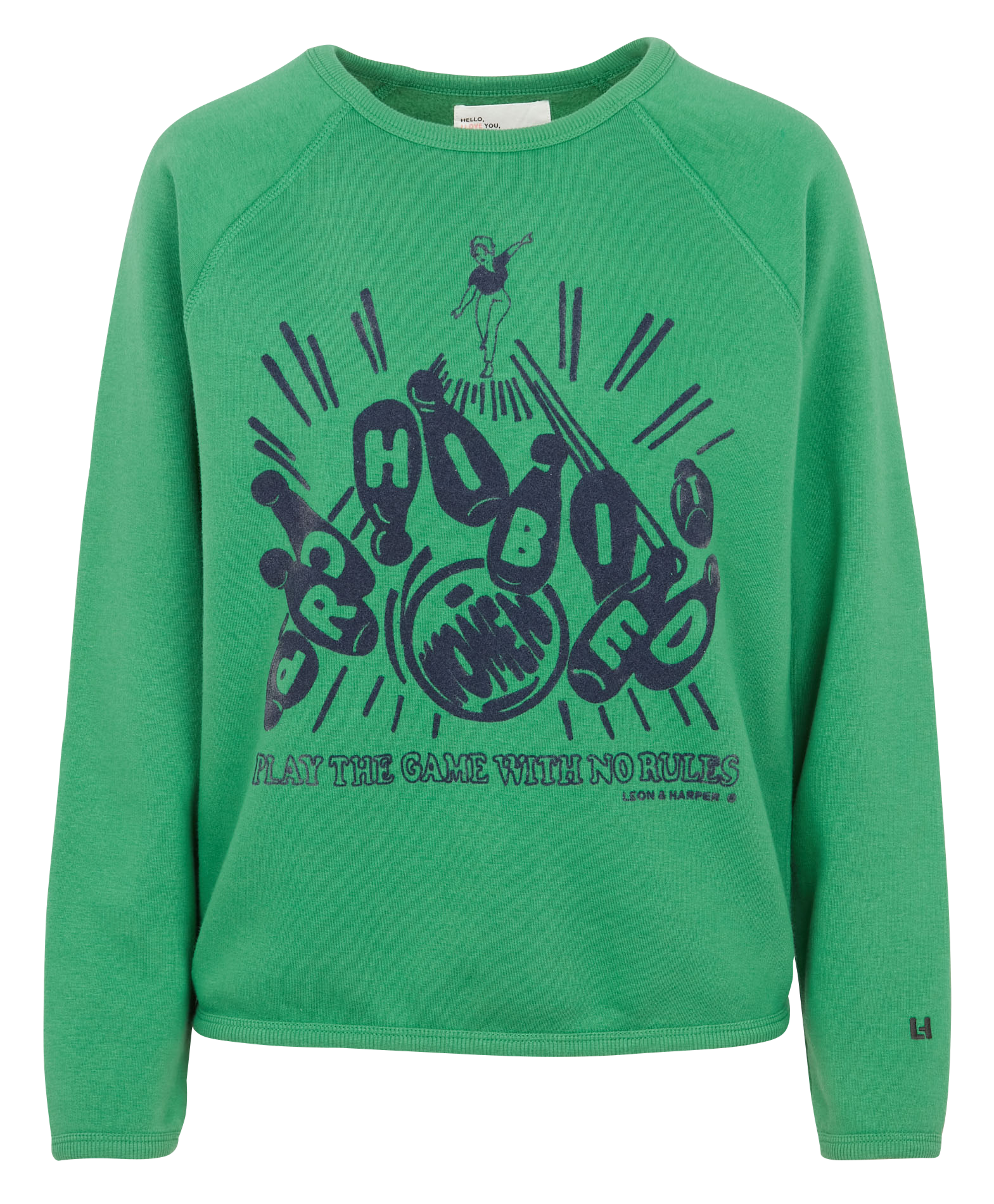 SHINE - Sweat ample col rond sérigraphié en coton mélangé| Vert