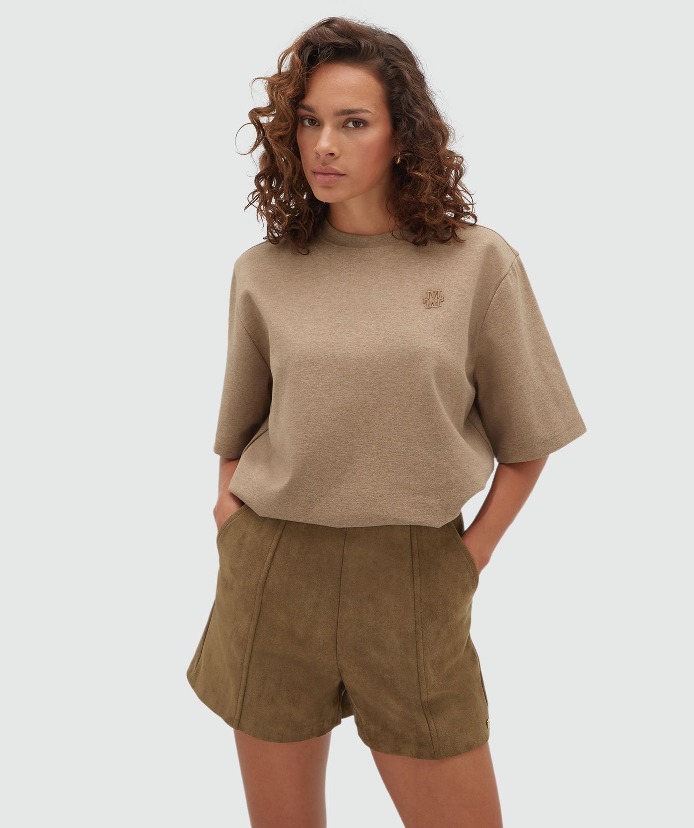 JV-PAXTON oversized T-shirt - khaki melange