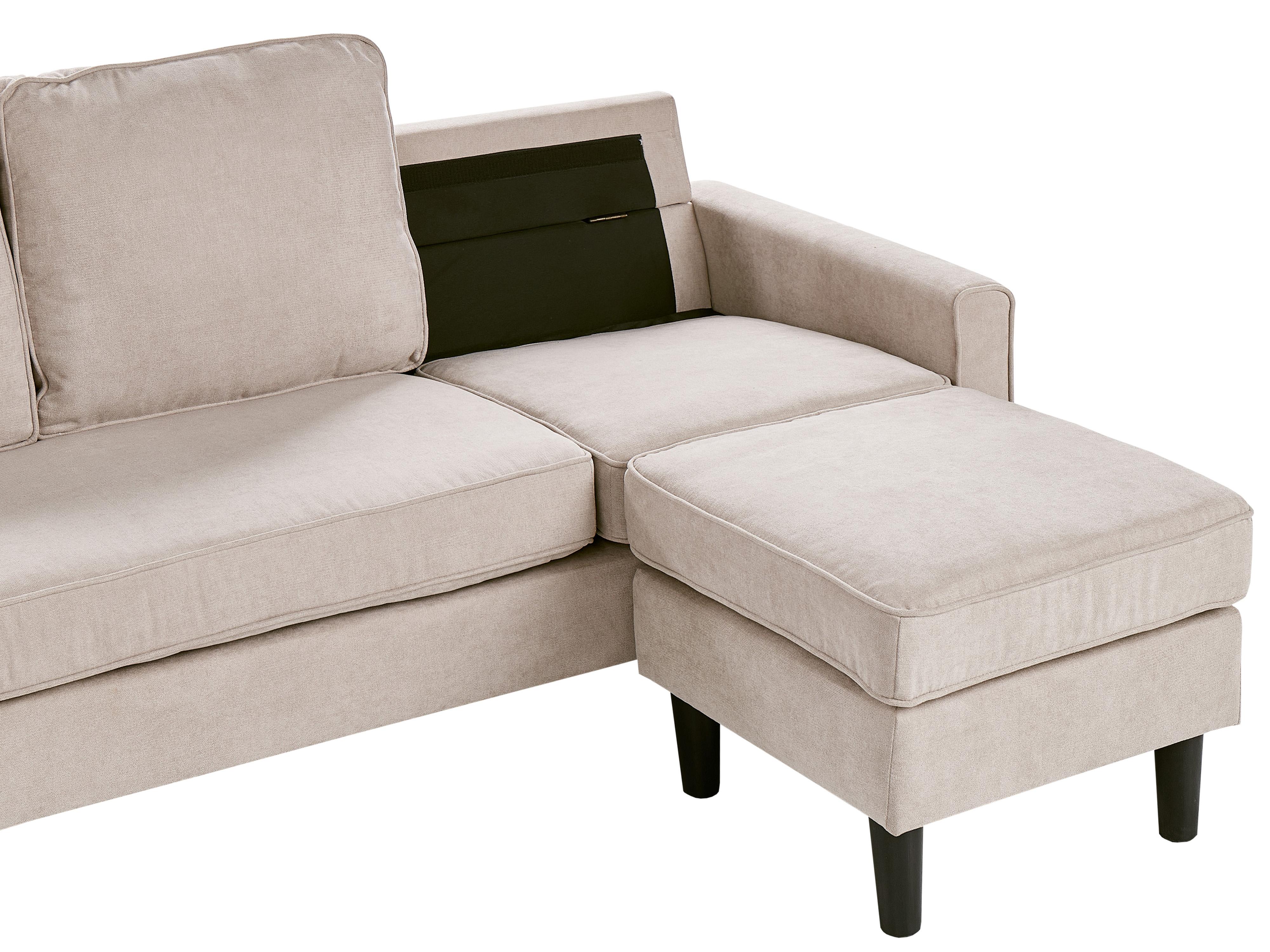 Bank 3-zits AVESTA Stof Beige met ottomaan
