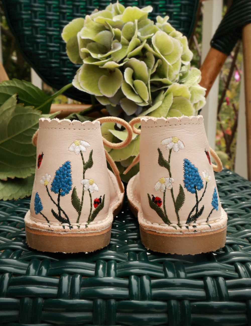 Ladybug Scallop Boot - Cream