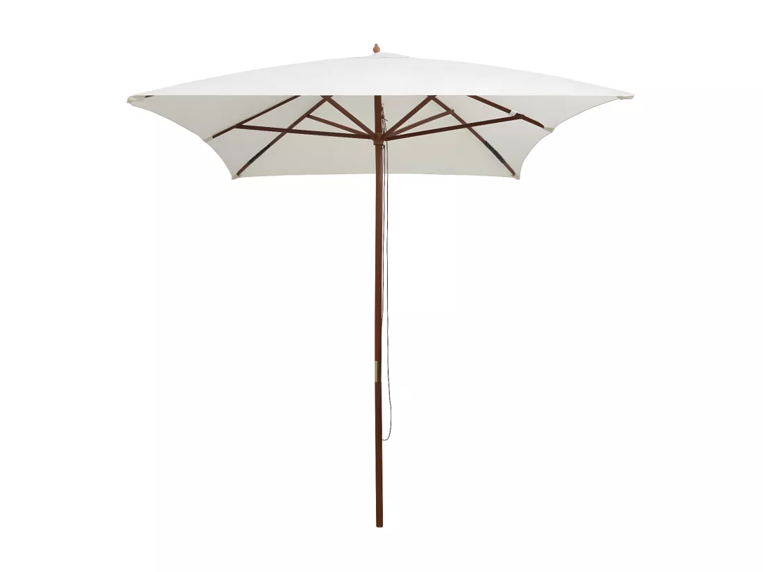 Parasol avec poteau en bois 200 x 300 cm Blanc crème