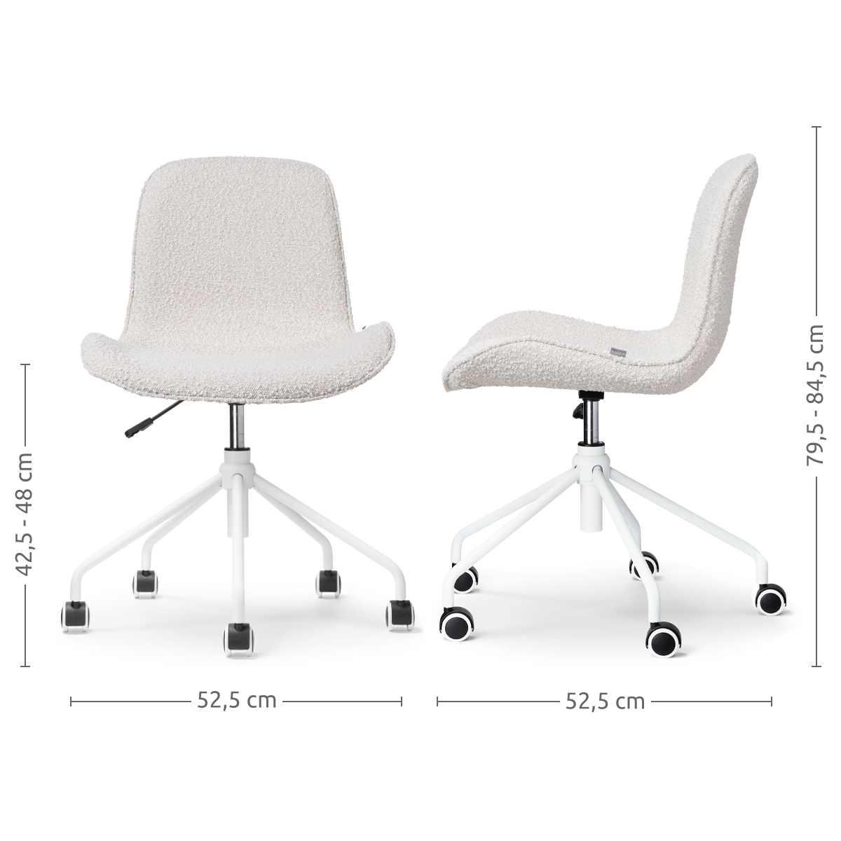 Bureaustoel Nout-Fé bouclé beige - wit onderstel