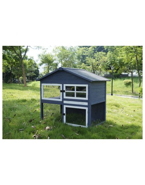 Adori Konijnenhok Raffy - Dierenverblijf - 130x86x112.5 cm Donkergrijs Wit