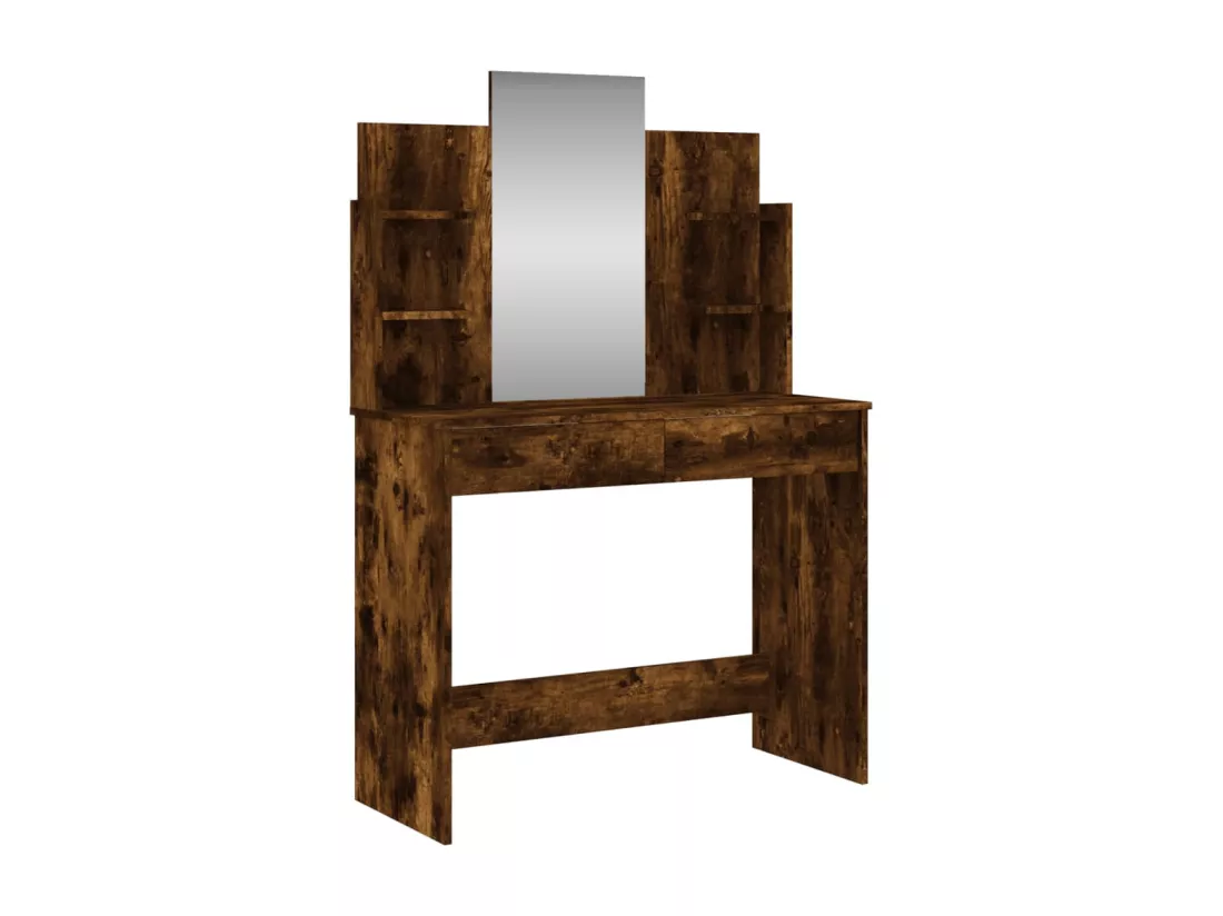 Coiffeuse avec miroir chêne fumé 96x39x142 cm