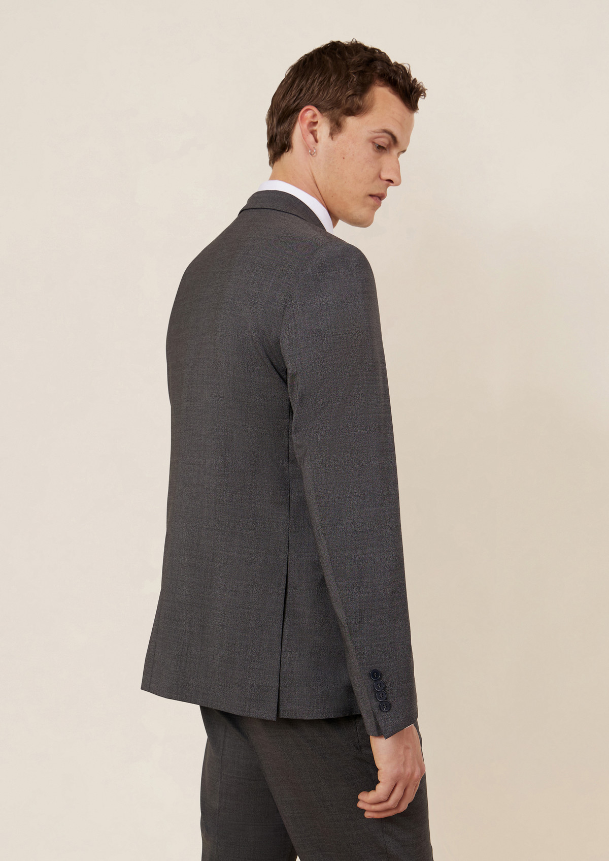 Veste de costume voyage Regular en laine Marzotto unie grise