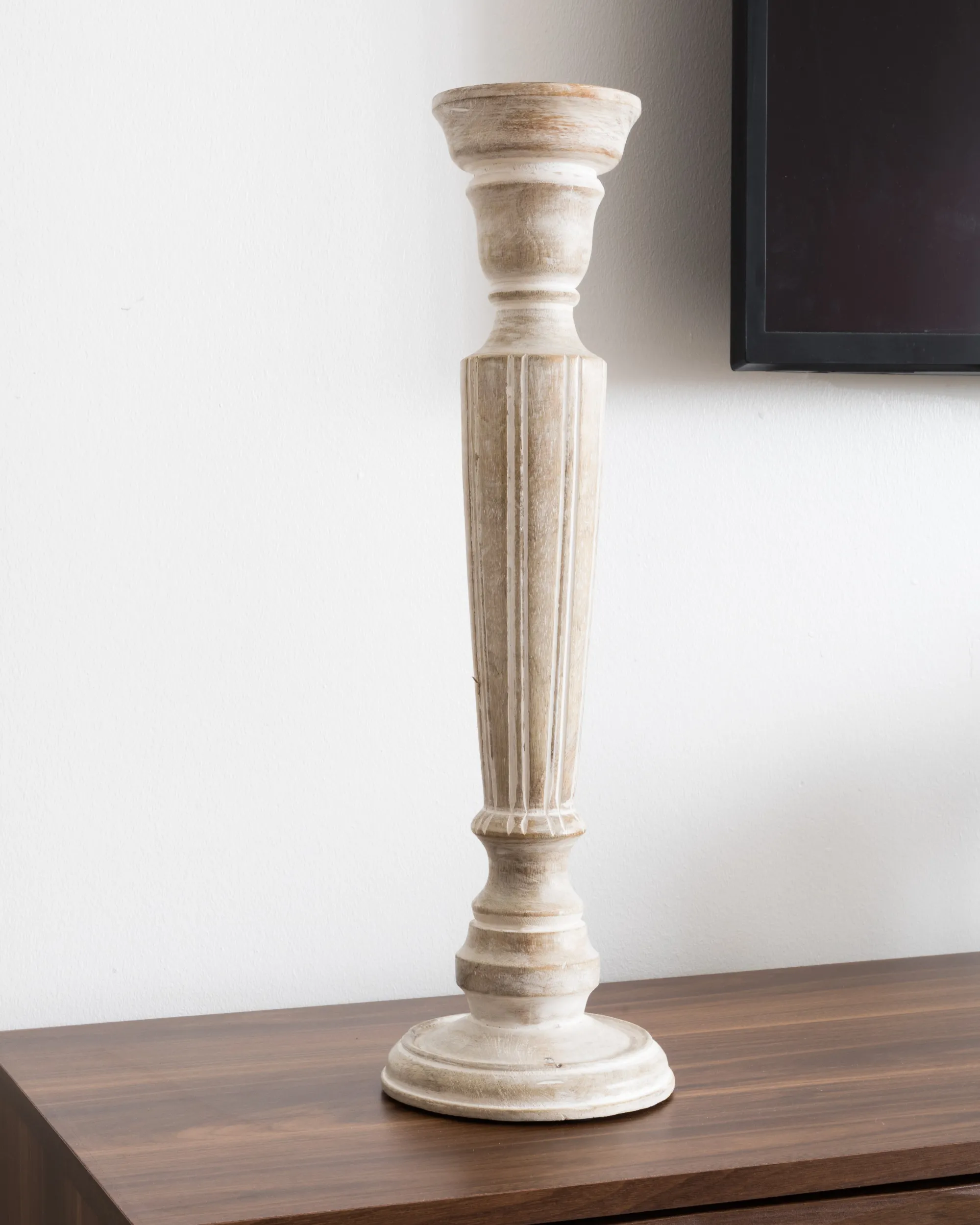 Kaarshouder MALLAWI Mangohout 50 cm Lichtbruin