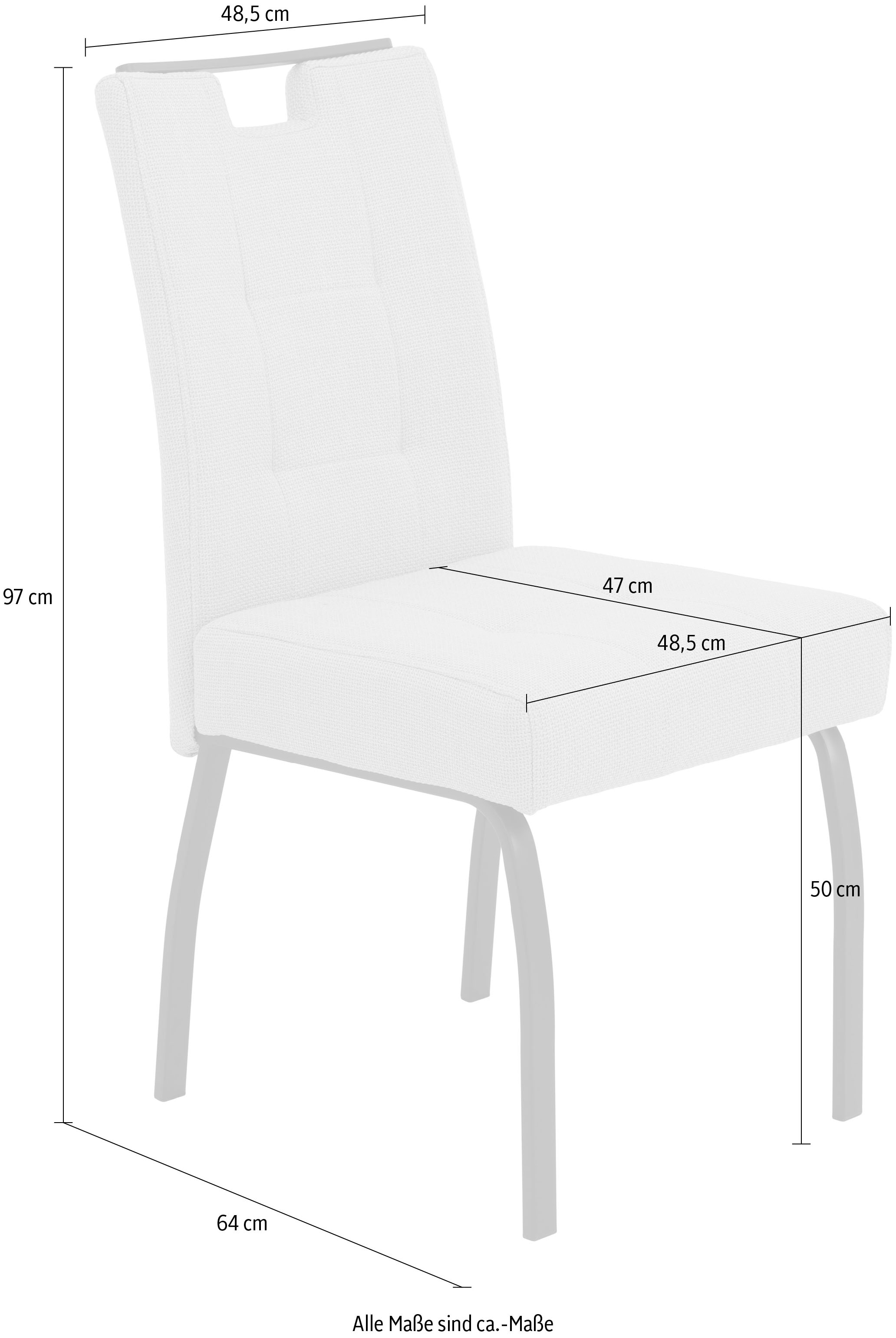 HELA 4-Fussstuhl »LINZ, Esszimmerstuhl, Komfortstuhl« (Set) 2 Stk.XL-Sitz,elegante Griffleiste,Komfortsitz mit Federkern,140kg belastbar