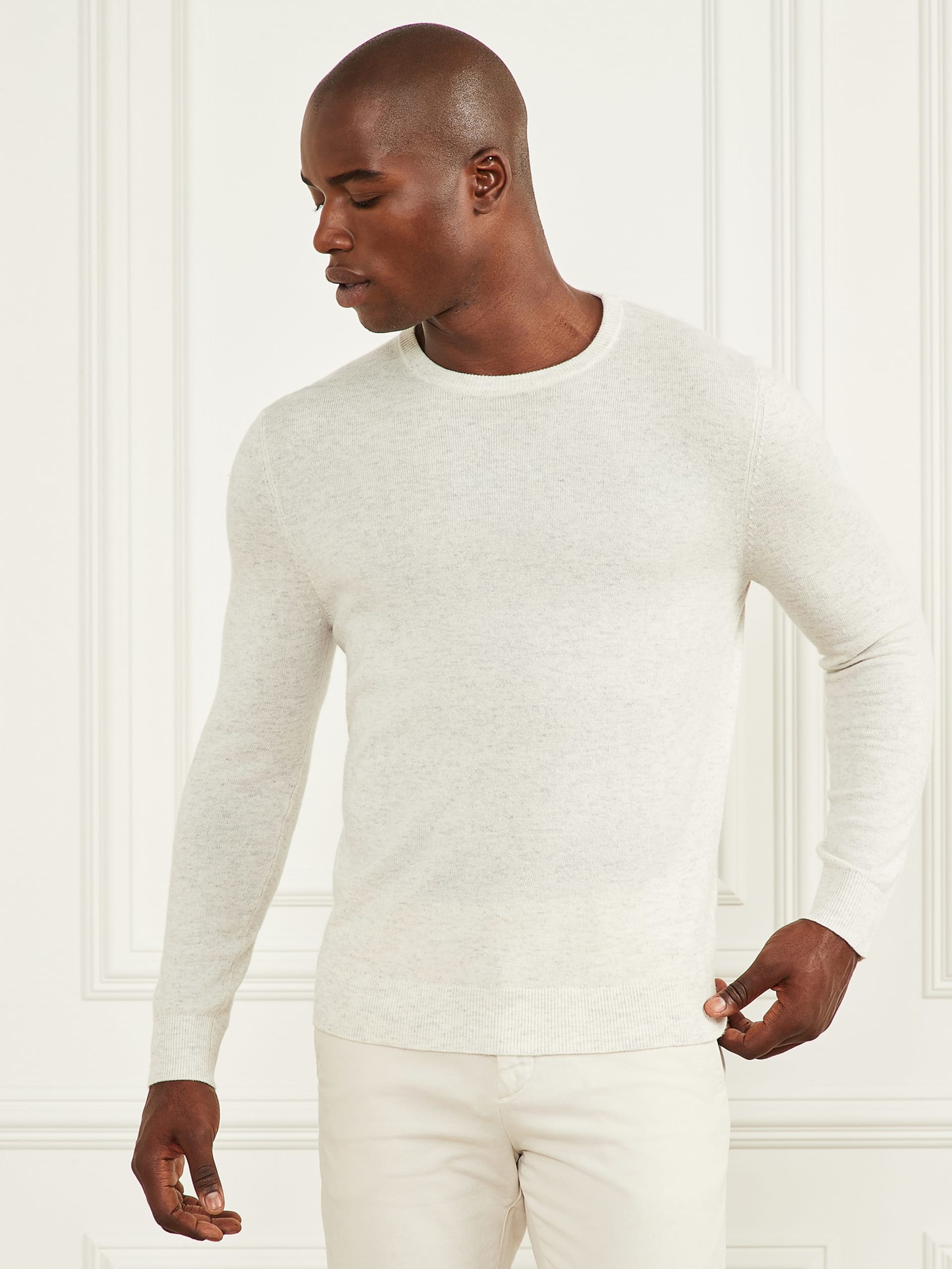 Suéter de gola redonda em mistura de cashmere