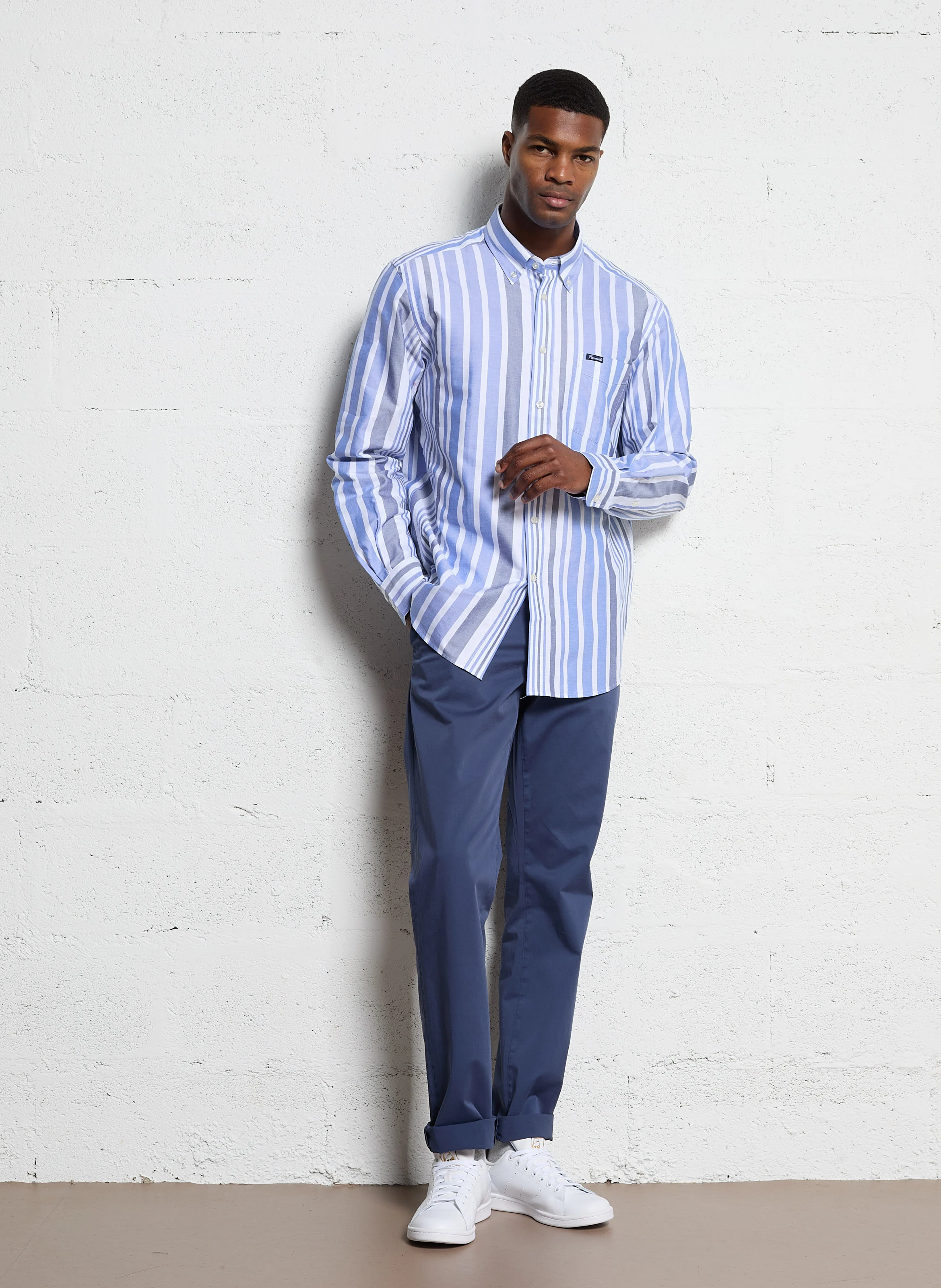 Chemise col américain à rayures | Bleu