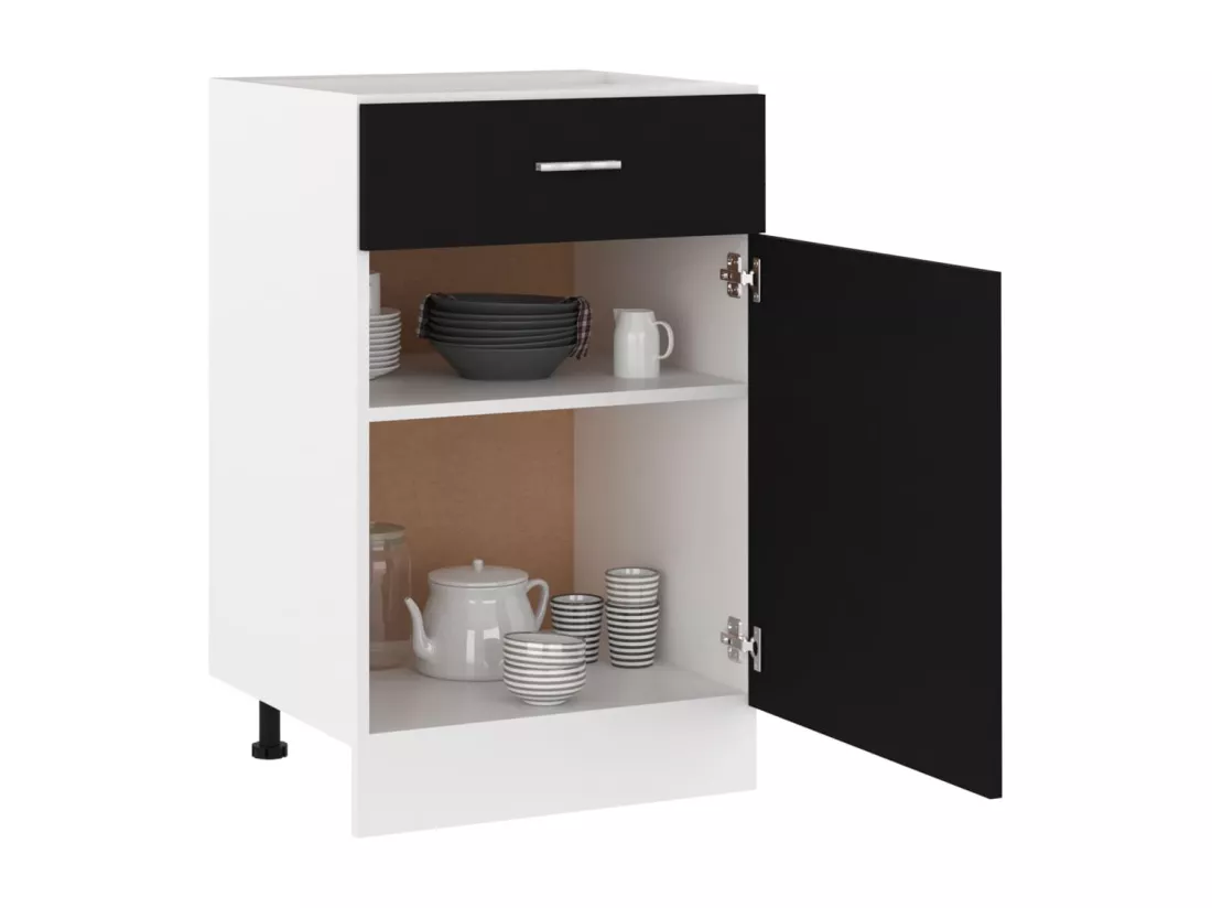 Armoire de plancher à tiroir Noir 50x46x81,5 cm Bois ingénierie