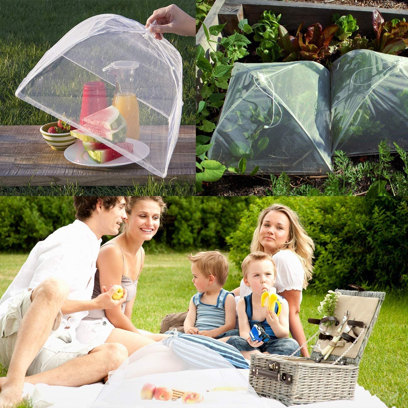 (3er Set) 43x43cm XXL Lebensmittel Insektenschutz Zelt Moskito Netz Abdeckung