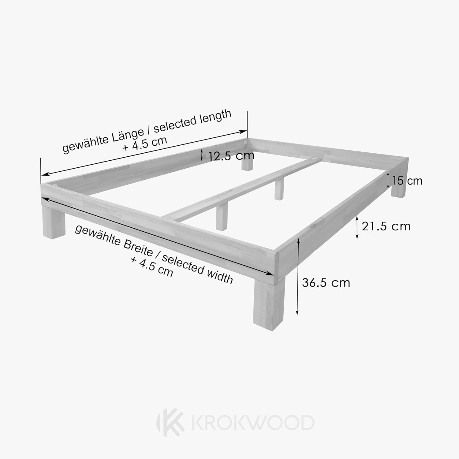 Krok Wood Massivholzbett Jana in Buche (200 x 200 cm)