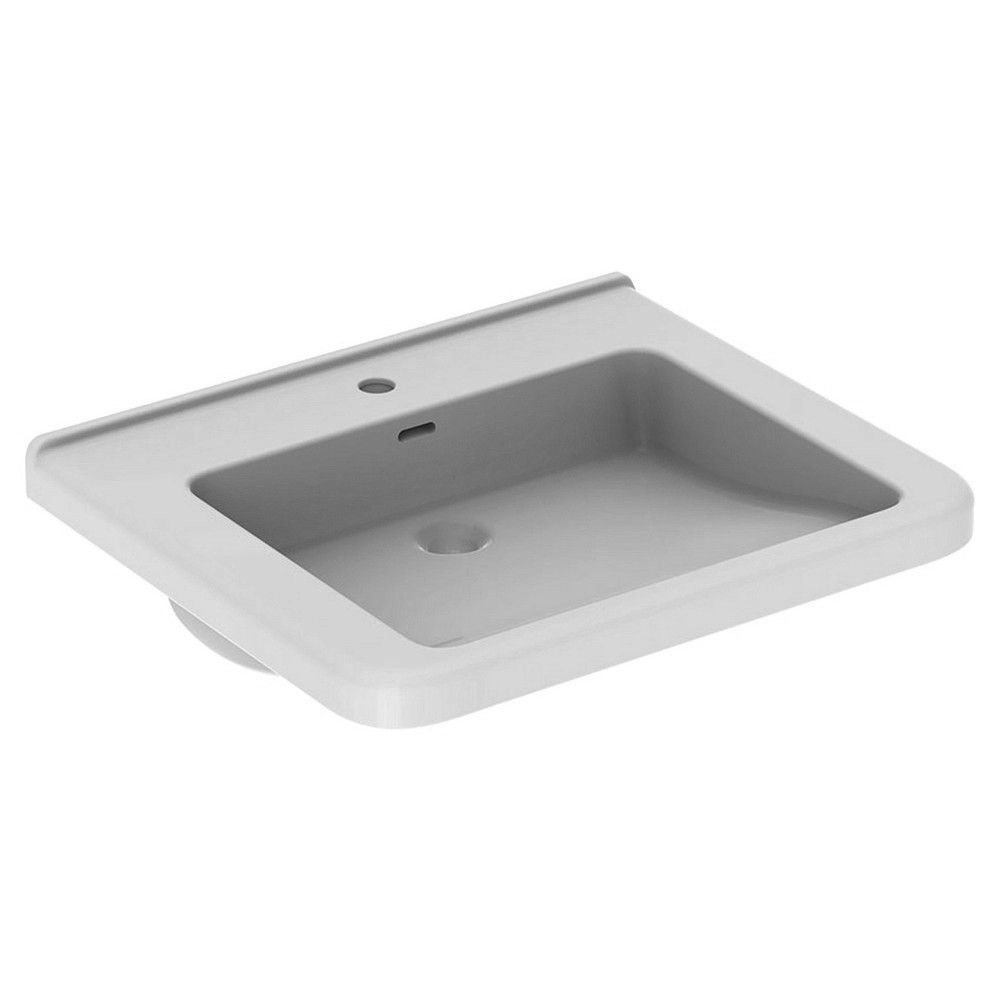Geberit 300 Comfort Square rolstoelwastafel met kraangat en overloop wit